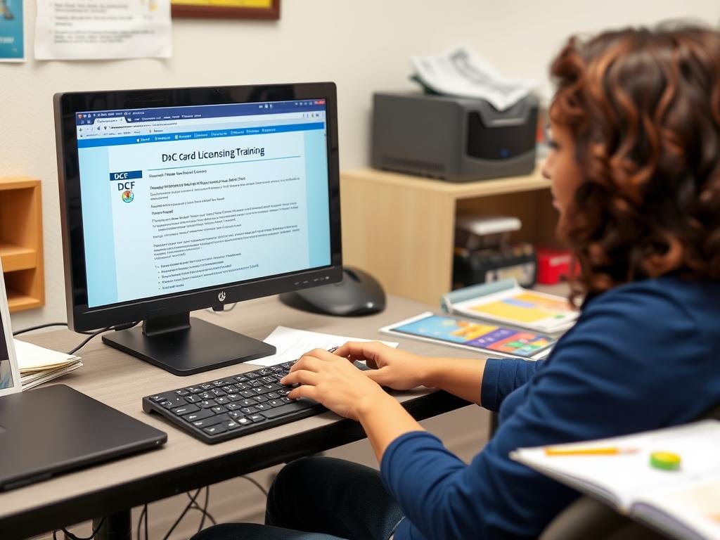 Early childhood educator completing required Florida daycare training online