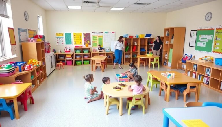 Florida daycare classroom with children engaged in learning activities