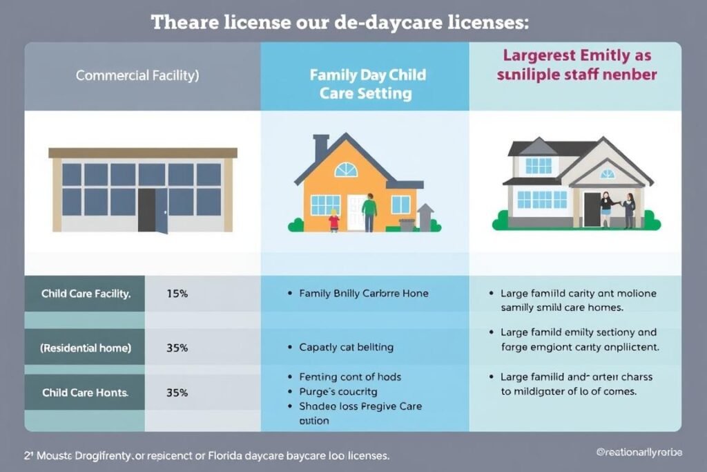Florida daycare license types comparison showing different facility setups