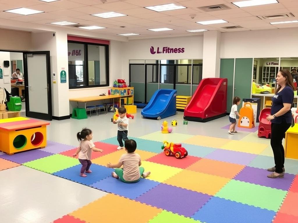 LA Fitness Kids Klub play area with children and toys