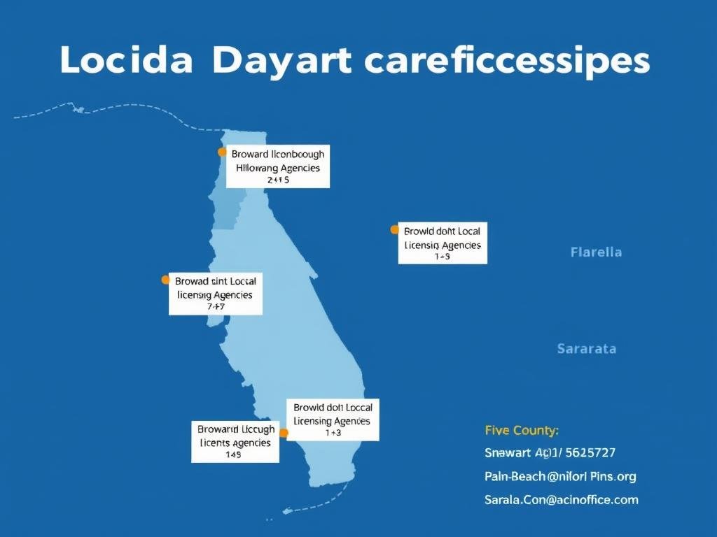 Map of Florida showing locations of local daycare licensing offices